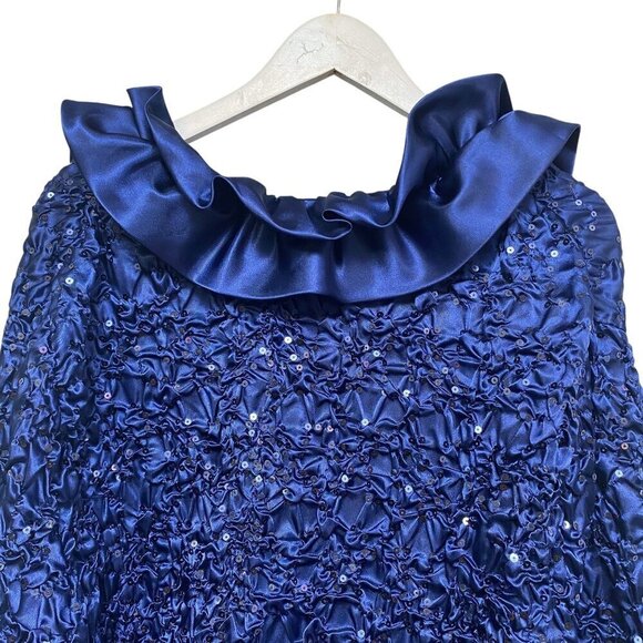 CACHET Evening Blouse Plus Size 2X Blue Satin Womens Party Top Wedding Guest - Picture 4 of 8